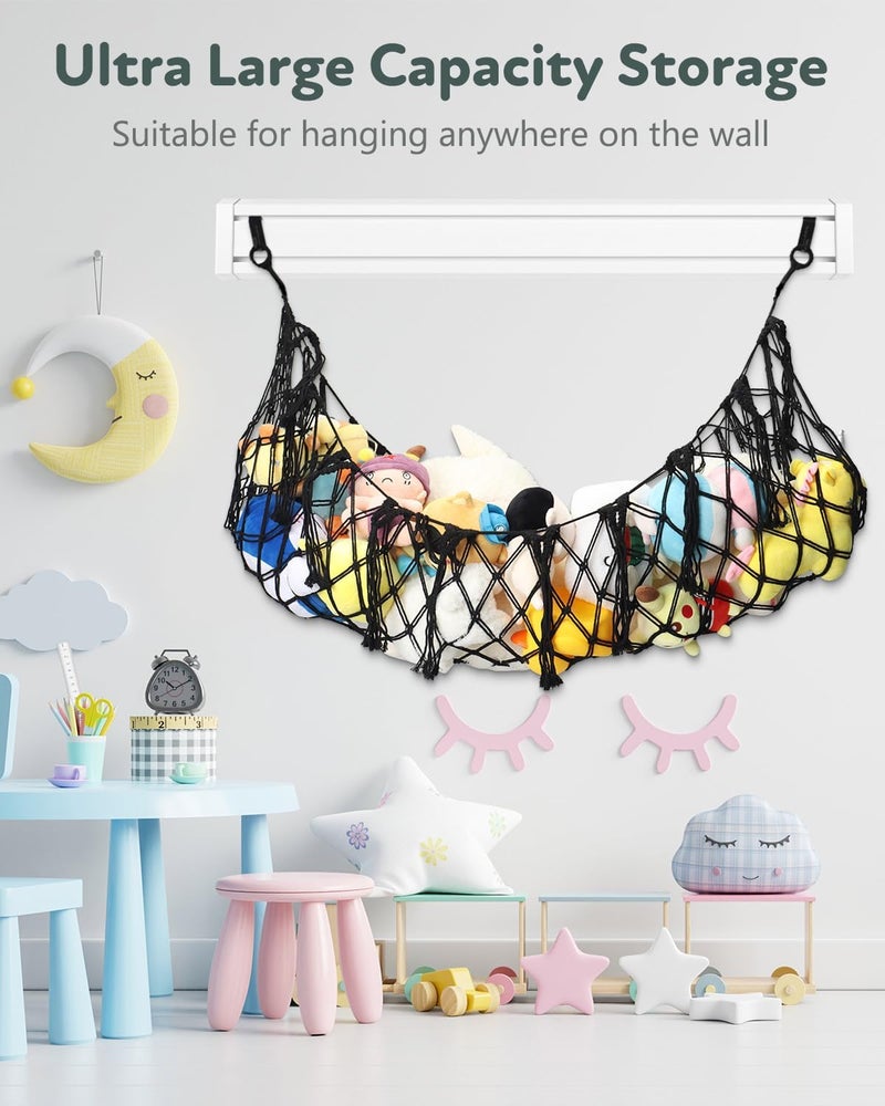Alffun Slatwall Accessories, Slatwall Deep Mesh Basket for Garage, Sports Ball Hammock Wall Mounted with J Shaped Slatwall Hooks for Sport Equipment Organizer Stuff Animal Storage Toy Display - Image 2
